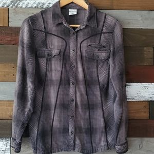 COLUMBIA CLASSIC BLACK PLAID FLANNEL!